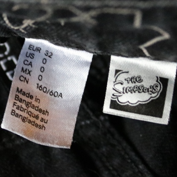 Lisa Simpson Black Denim Straight Leg Jeans H&M Women's Size 0 The Simpsons - Picture 3 of 8
